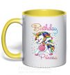 Чашка з кольоровою ручкою Birthday princess Сонячно жовтий фото