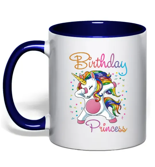 Чашка з кольоровою ручкою Birthday princess Глибокий темно-синій фото