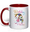 Чашка с цветной ручкой Birthday princess Красный фото