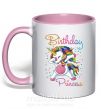 Чашка з кольоровою ручкою Birthday princess Ніжно рожевий фото