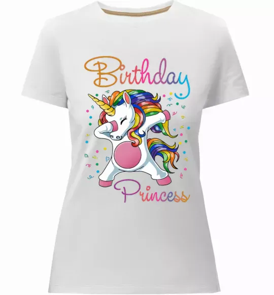 Женская премиум футболка Birthday princess Белый фото