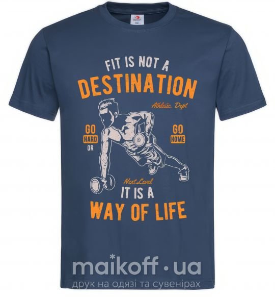Чоловіча футболка Fit Is Not A Destination Темно-синій фото