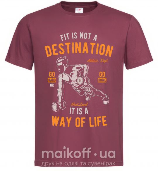 Чоловіча футболка Fit Is Not A Destination Бордовий фото