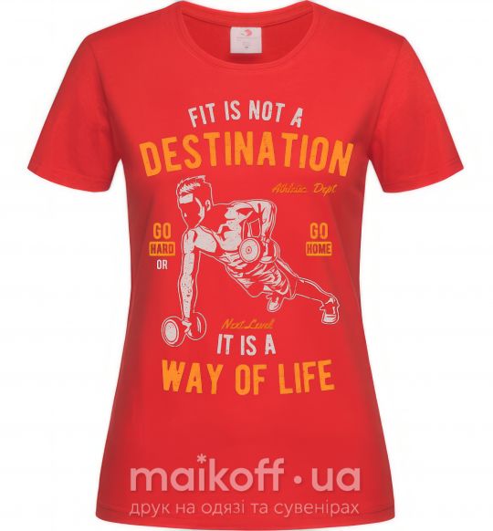Жіноча футболка Fit Is Not A Destination Червоний фото