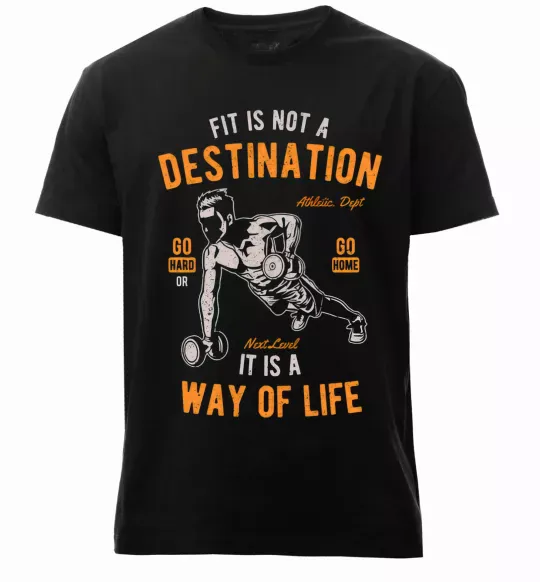 Мужская премиум футболка Fit Is Not A Destination Черный фото