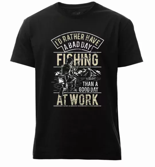 Мужская премиум футболка Fishing day Черный фото