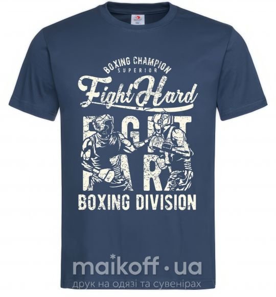 Мужская футболка Fight Hard boxing division Темно-синий фото