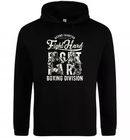 Чоловіча толстовка (худі) Fight Hard boxing division Чорний фото