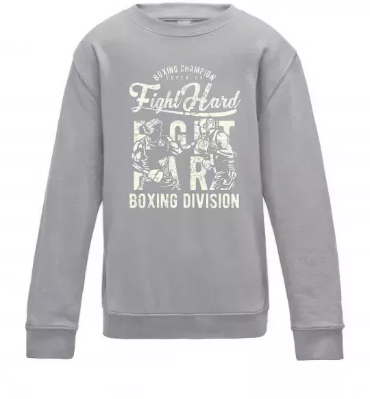 Детский Свитшот Fight Hard boxing division Серый меланж фото