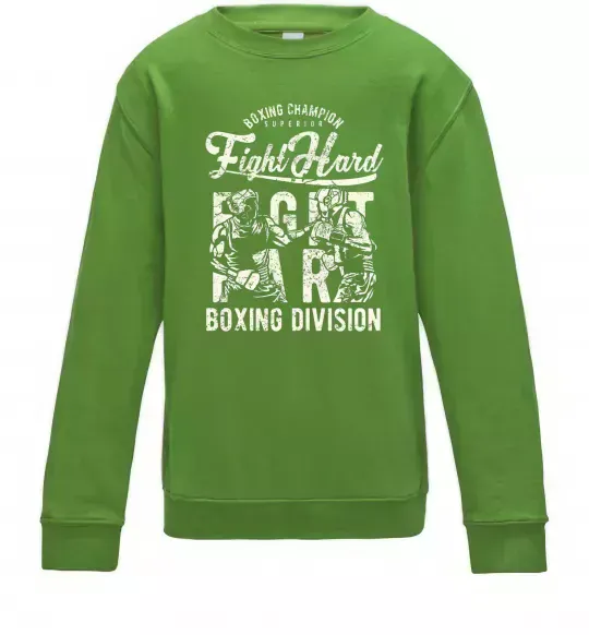 Детский Свитшот Fight Hard boxing division Лаймовый фото