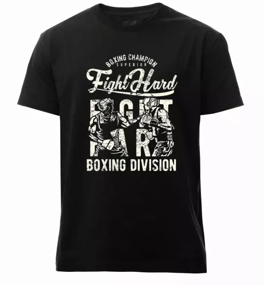 Чоловіча преміум футболка Fight Hard boxing division Чорний фото