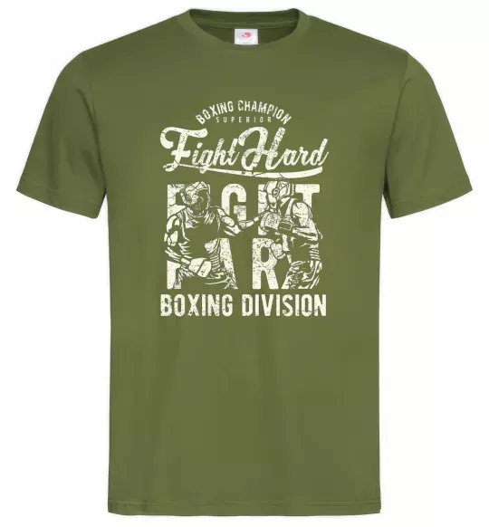 Мужская футболка Fight Hard boxing division Оливковый фото