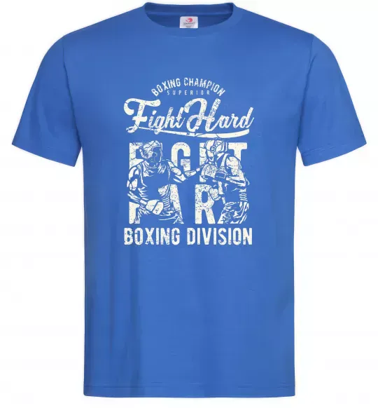 Мужская футболка Fight Hard boxing division Ярко-синий фото
