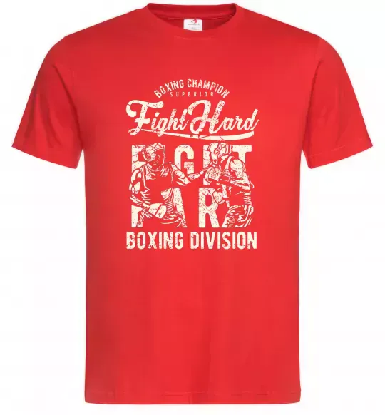 Мужская футболка Fight Hard boxing division Красный фото