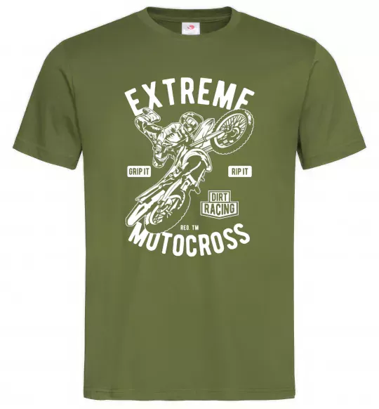 Чоловіча футболка Extreme Motocross Оливковий фото