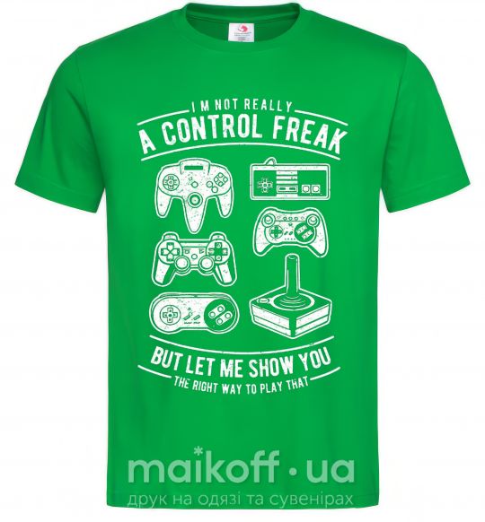 Мужская футболка A Control Freak Зеленый фото