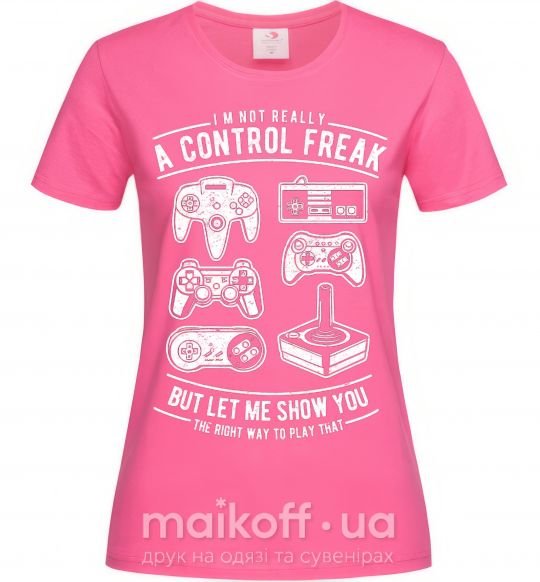 Жіноча футболка A Control Freak Яскраво-рожевий фото