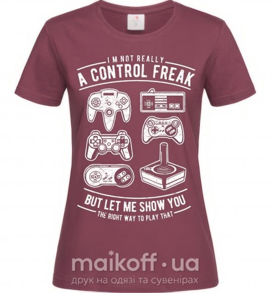 Жіноча футболка A Control Freak Бордовий фото