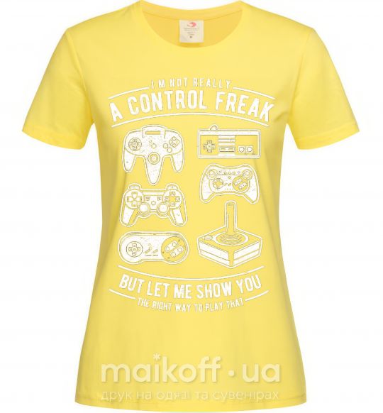 Жіноча футболка A Control Freak Лимонний фото