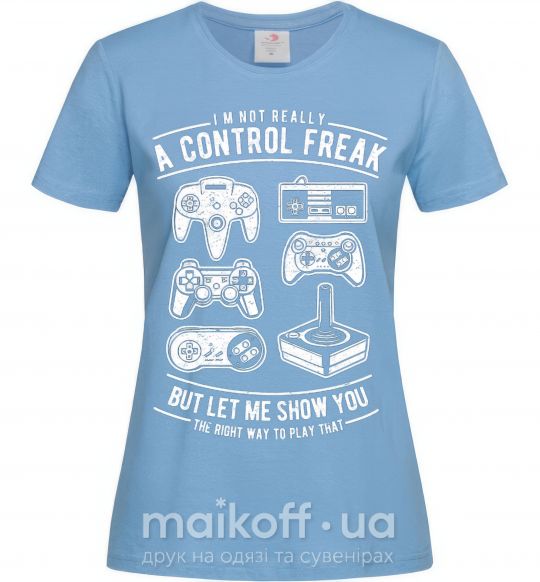 Жіноча футболка A Control Freak Блакитний фото