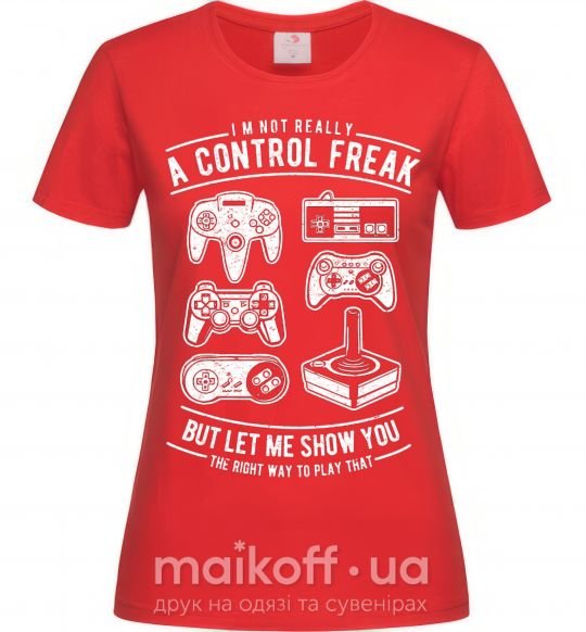 Жіноча футболка A Control Freak Червоний фото