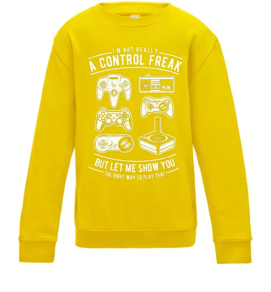 Дитячий світшот A Control Freak Сонячно жовтий фото