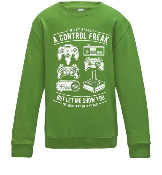 Дитячий світшот A Control Freak Лаймовий фото