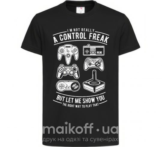 Дитяча футболка A Control Freak Чорний фото