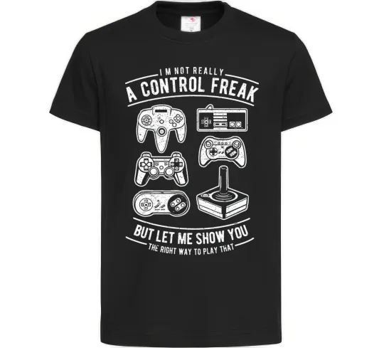 Дитяча футболка A Control Freak Чорний фото