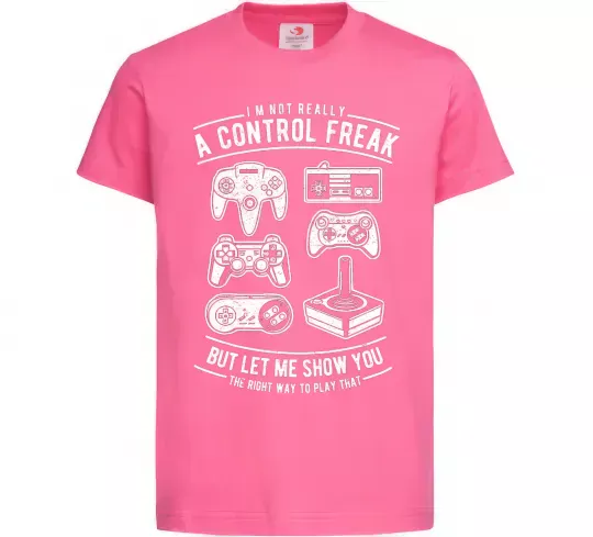 Дитяча футболка A Control Freak Яскраво-рожевий фото