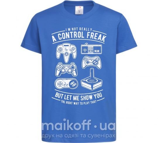 Дитяча футболка A Control Freak Яскраво-синій фото