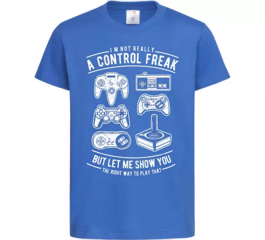 Дитяча футболка A Control Freak Яскраво-синій фото