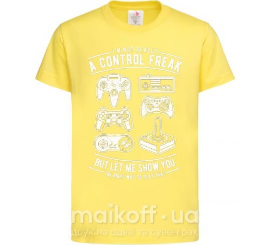 Дитяча футболка A Control Freak Лимонний фото