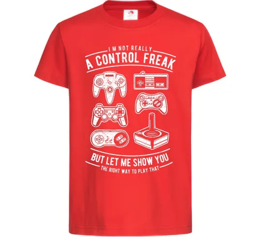 Дитяча футболка A Control Freak Червоний фото