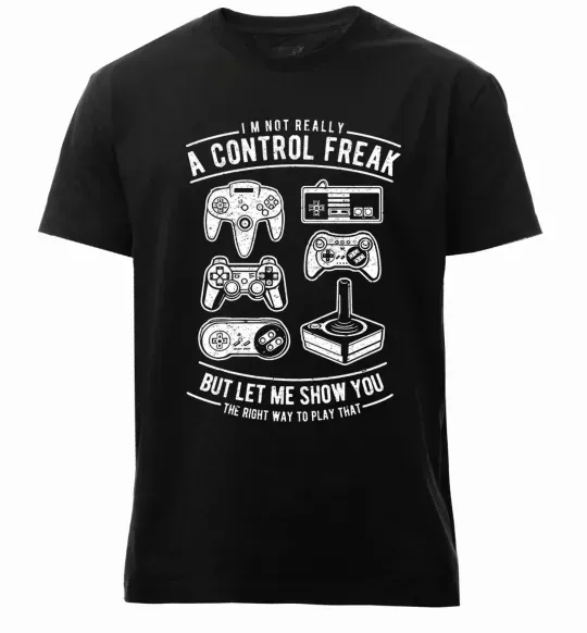 Мужская премиум футболка A Control Freak Черный фото