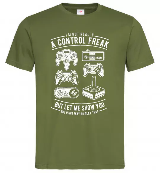 Чоловіча футболка A Control Freak Оливковий фото