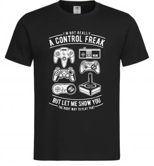 Чоловіча футболка A Control Freak Чорний фото