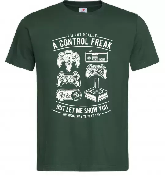 Чоловіча футболка A Control Freak Темно-зелений фото