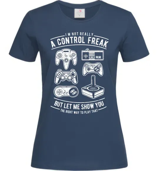 Женская футболка A Control Freak Темно-синий фото