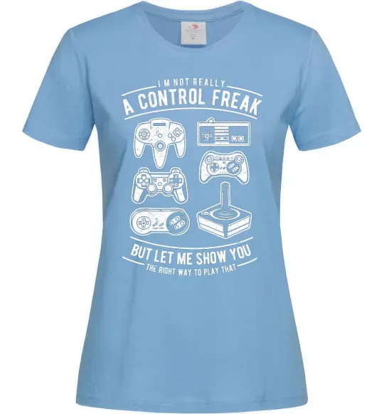 Женская футболка A Control Freak Голубой фото