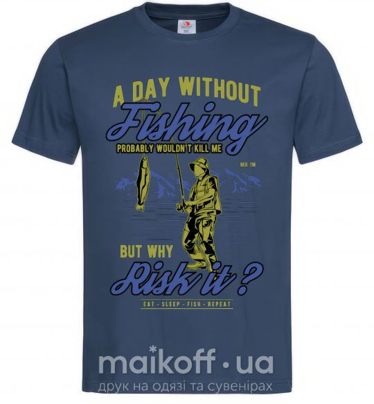 Чоловіча футболка A Day Without Fishing Темно-синій фото