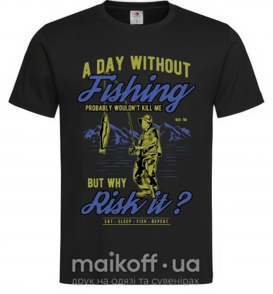 Чоловіча футболка A Day Without Fishing Чорний фото