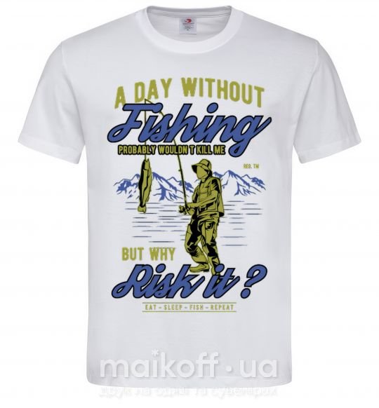 Мужская футболка A Day Without Fishing Белый фото