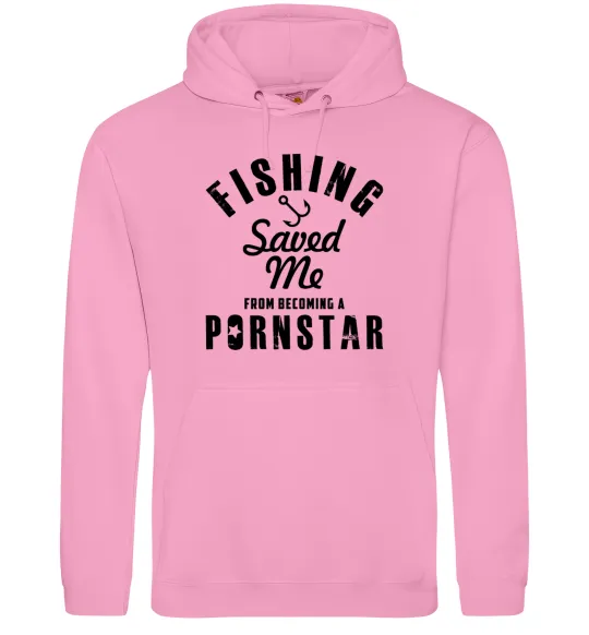 Мужская толстовка (худи) Fishing save me from becoming a pornstar Розовый фото