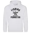 Мужская толстовка (худи) Fishing save me from becoming a pornstar Серый меланж фото