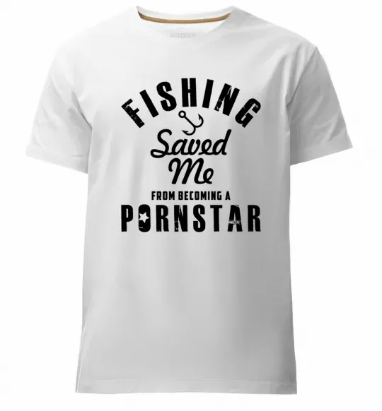 Чоловіча преміум футболка Fishing save me from becoming a pornstar Білий фото