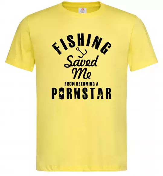 Чоловіча футболка Fishing save me from becoming a pornstar Лимонний фото