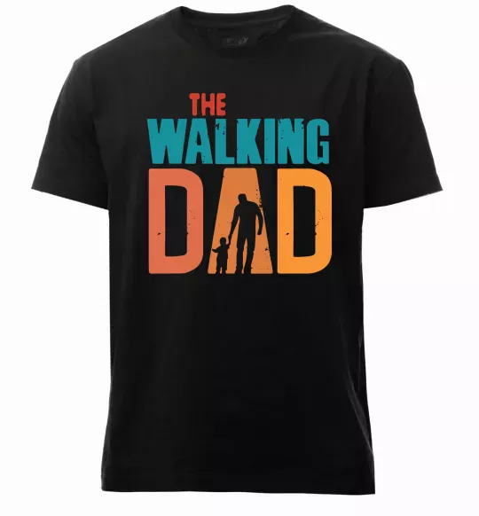 Мужская премиум футболка The walking dad Черный фото