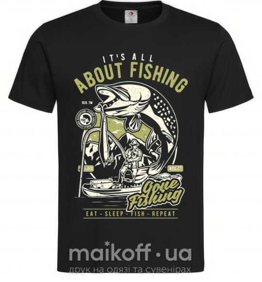 Чоловіча футболка All About Fishing Чорний фото