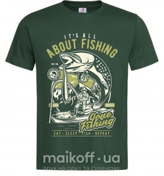 Мужская футболка All About Fishing Темно-зеленый фото